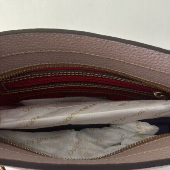 Dooney & Bourke Crossbody Pebble Grain Leath Oyster Zip Handbag Purplish Grey - Picture 8 of 14